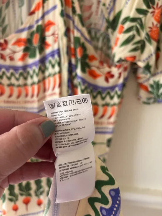 FARM Rio X Anthropologie V-Neck Kaftan Maxi Dress With CutOut Fruit Floral Print - Picture 8 of 12